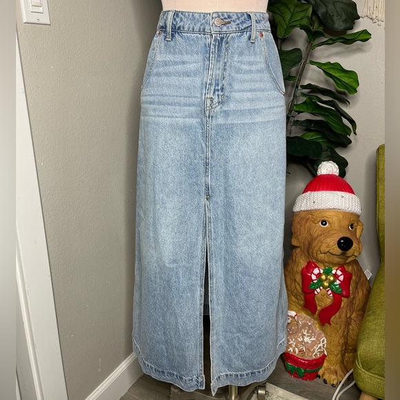 Frye Front Slit Denim Jean Skirt - Picture 2 of 11